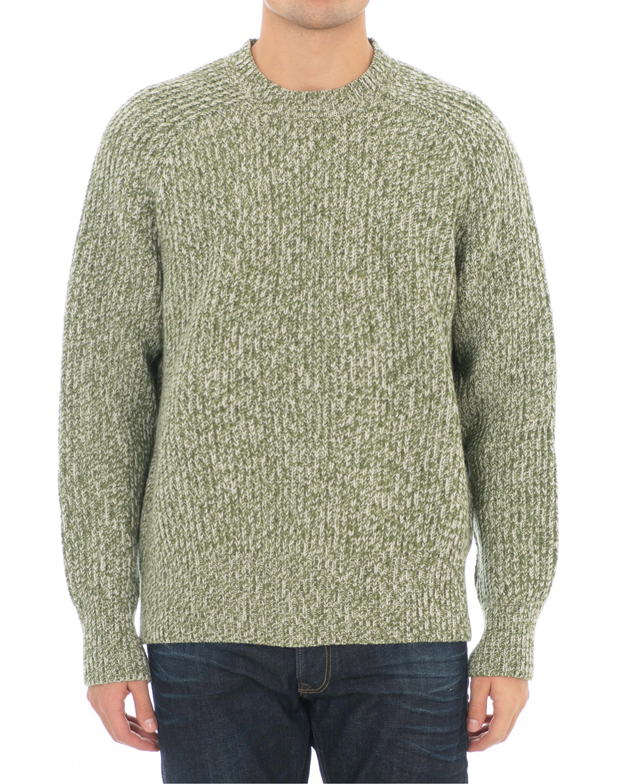 Heren | Truien | AMI | Mouline Ribbed Crew Neck Sweater Green/White