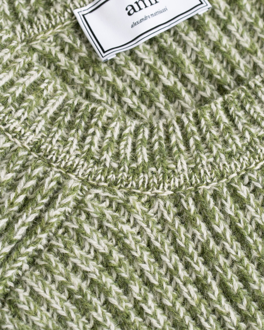 Heren | Truien | AMI | Mouline Ribbed Crew Neck Sweater Green/White