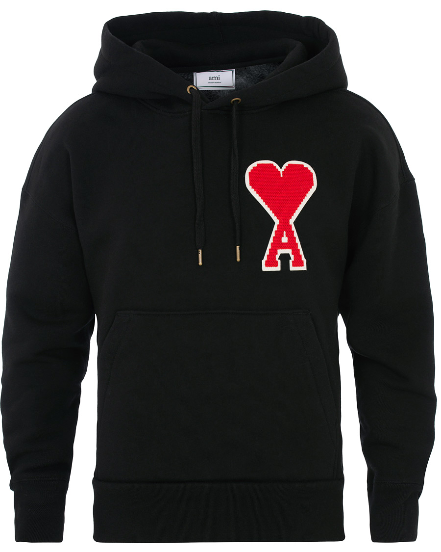 Heren | Truien | AMI | Large Heart Logo Hoodie Black