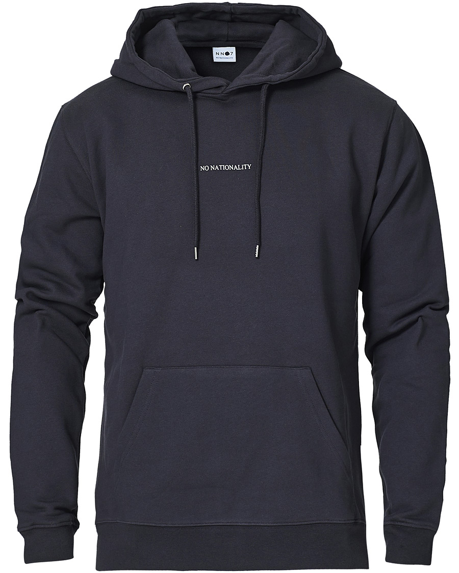 Heren | Truien | NN07 | Barrow Printed Hoodie Navy Blue