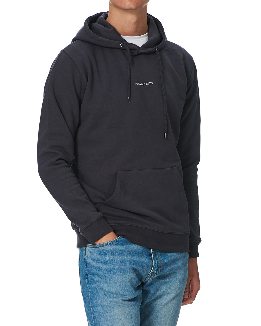 Heren | Truien | NN07 | Barrow Printed Hoodie Navy Blue