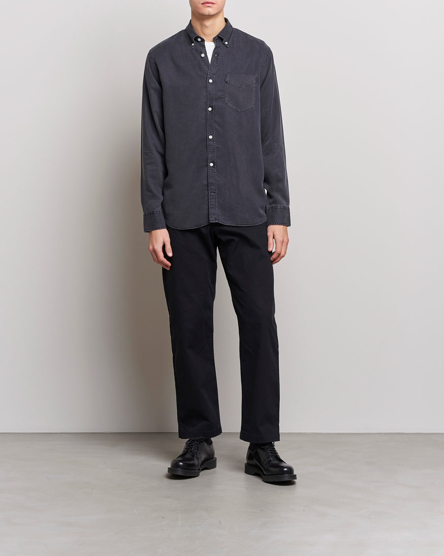 Heren | Overhemden | NN07 | Levon Tencel Denim Shirt Black