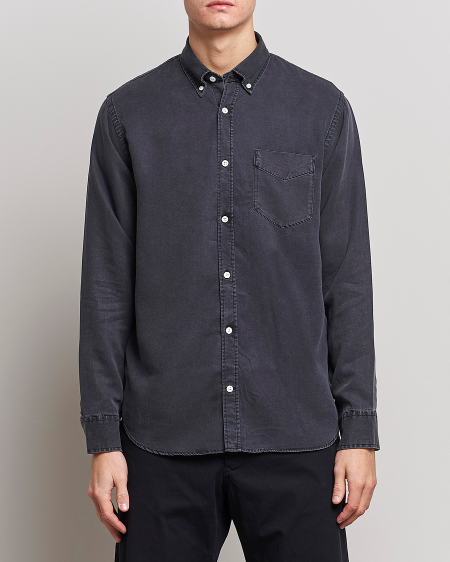 Heren | Overhemden | NN07 | Levon Tencel Denim Shirt Black