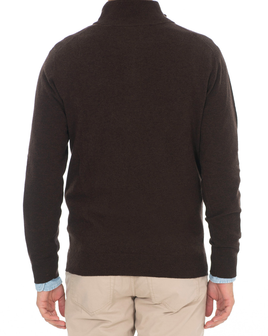 Heren | Truien | GANT | Lambswool Half Zip Dark Brown