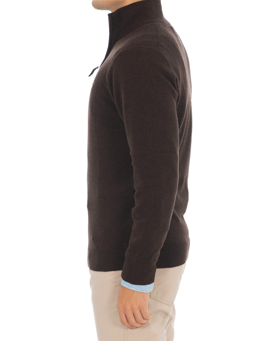 Heren | Truien | GANT | Lambswool Half Zip Dark Brown