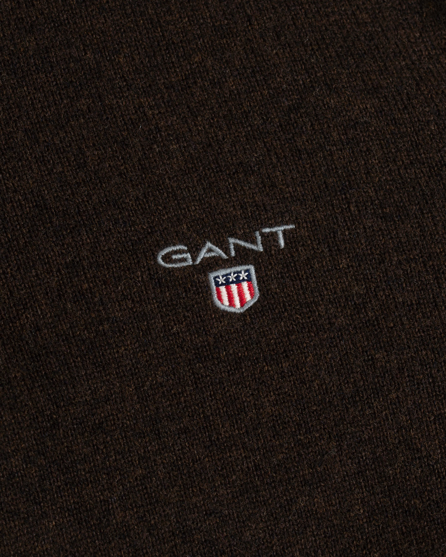 Heren | Truien | GANT | Lambswool Half Zip Dark Brown