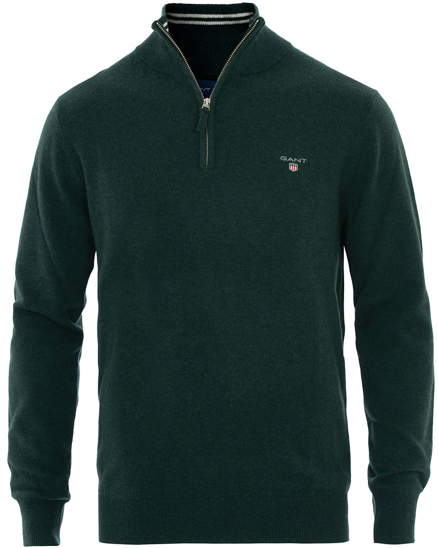 Heren | Truien | GANT | Lambswool Half Zip Tartan Green