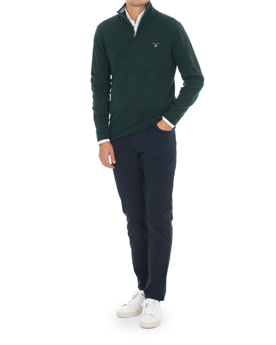 Heren | Truien | GANT | Lambswool Half Zip Tartan Green