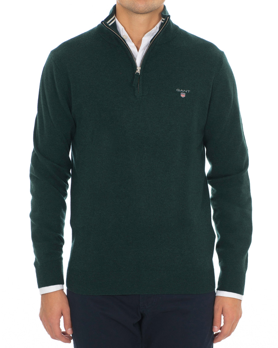 Heren | Truien | GANT | Lambswool Half Zip Tartan Green