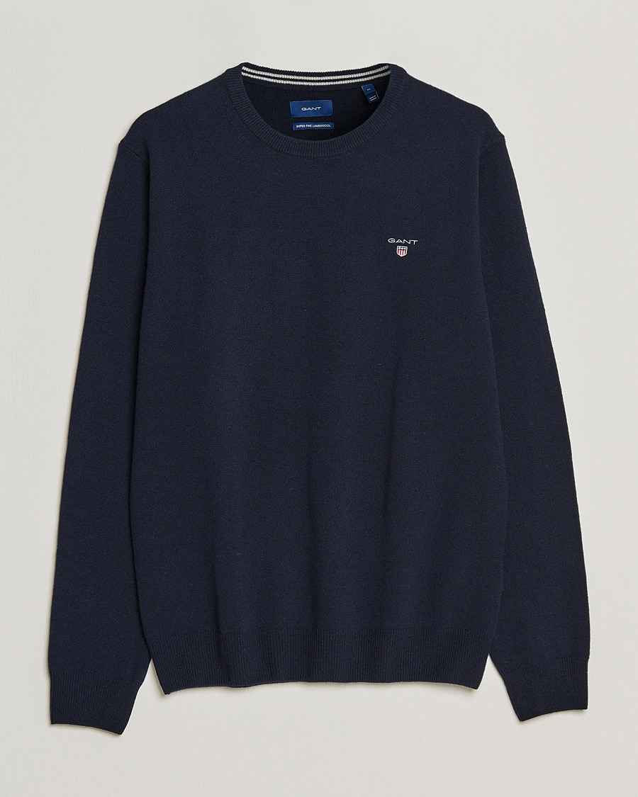 Heren | Truien | GANT | Lambswool Crew Neck Pullover Marine