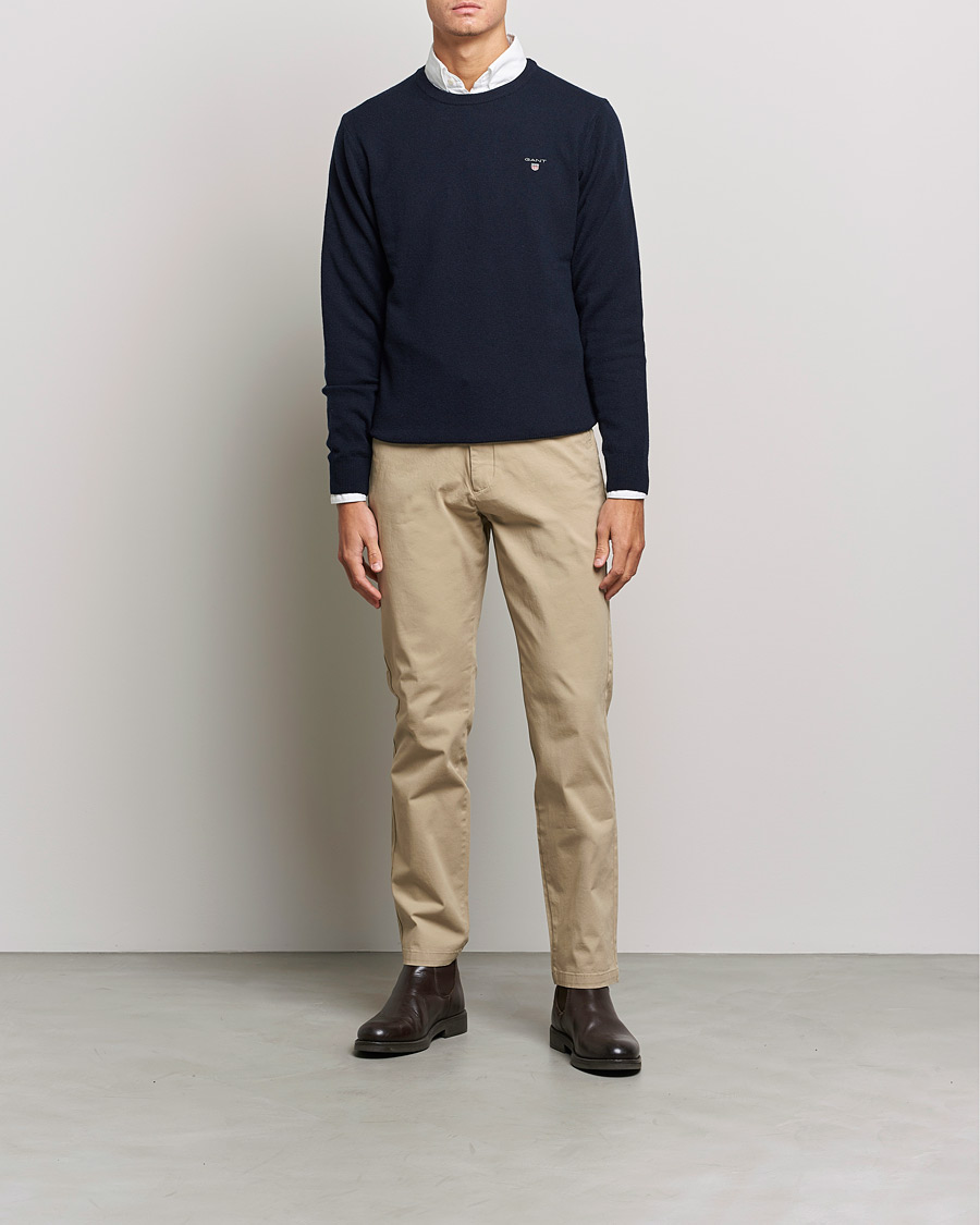 Heren | Truien | GANT | Lambswool Crew Neck Pullover Marine