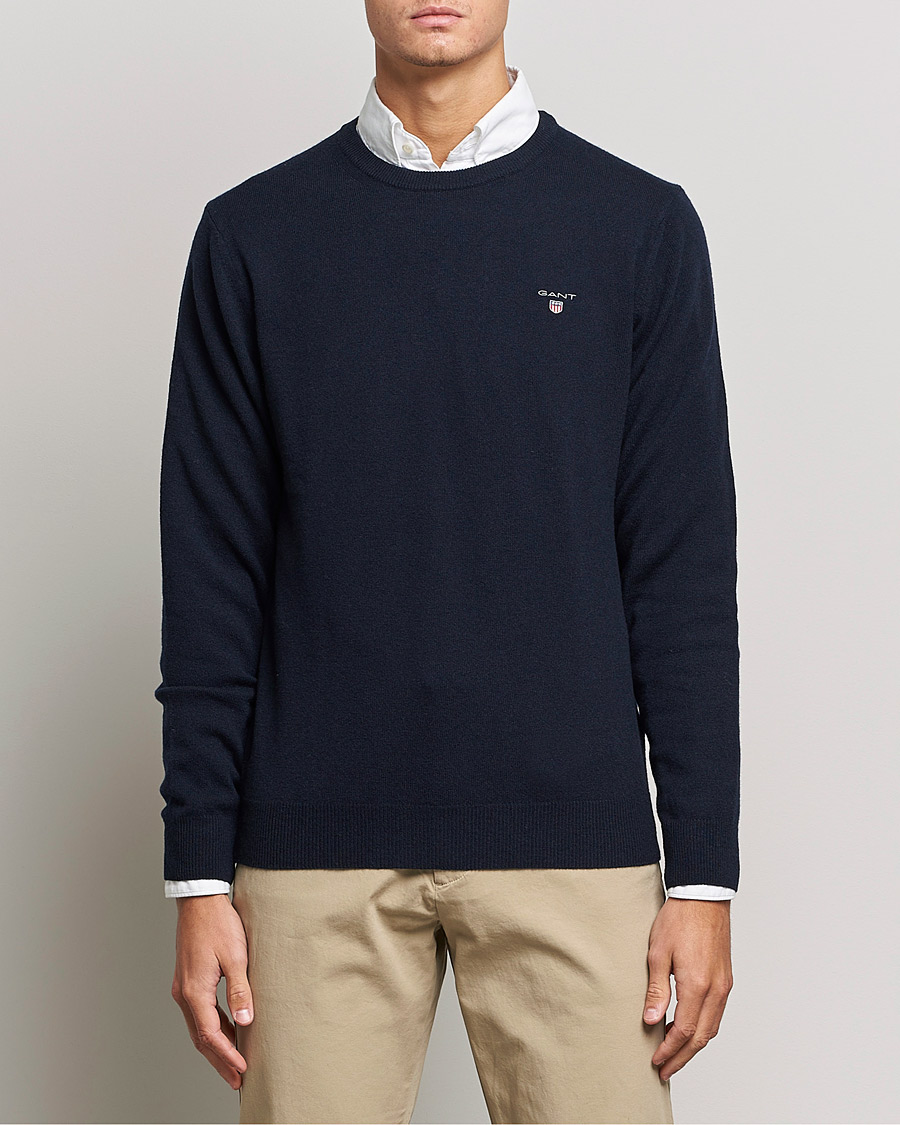 Heren | Truien | GANT | Lambswool Crew Neck Pullover Marine