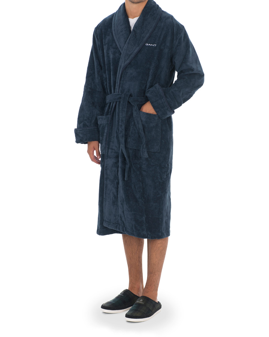 Heren | Pyjama's en gewaden | GANT | Premium Velour Robe Evening Blue
