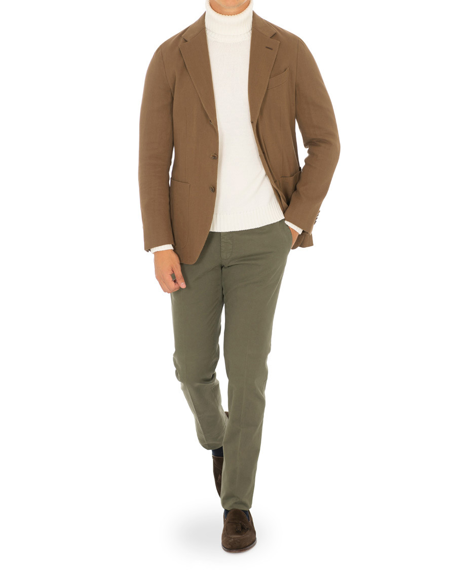 Heren | Broeken | Incotex | Slim Fit Comfort Chino Forest Green