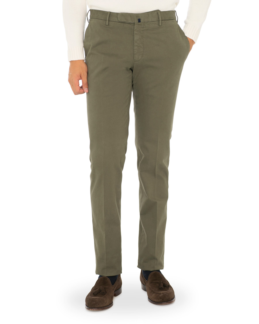 Heren | Broeken | Incotex | Slim Fit Comfort Chino Forest Green