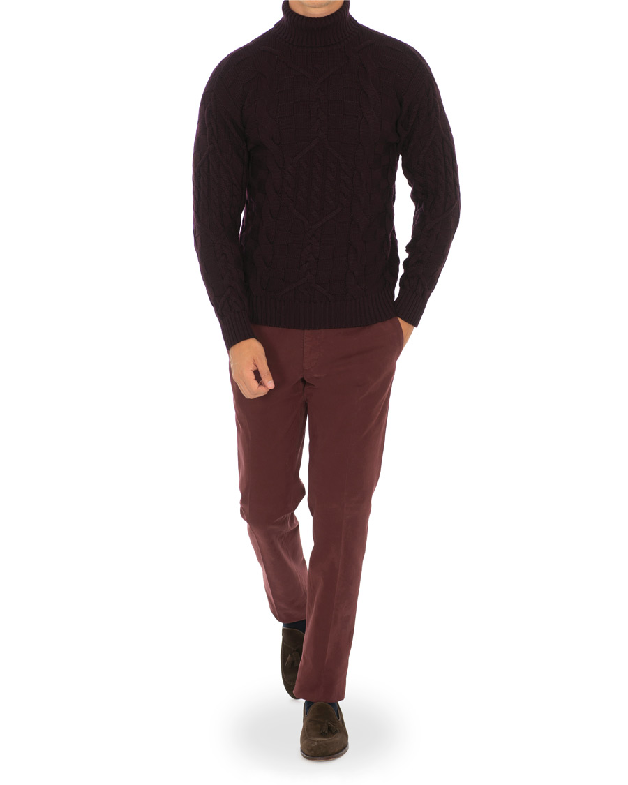 Heren | Broeken | Incotex | Slim Fit Comfort Chino Burgundy