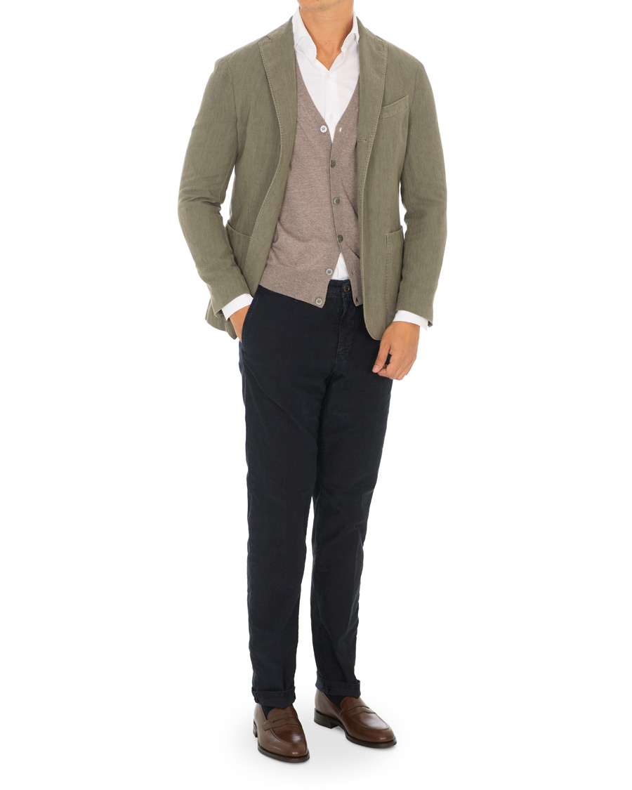 Heren | Broeken | Incotex | Regular Fit Garment Dyed Washed Slacks Navy