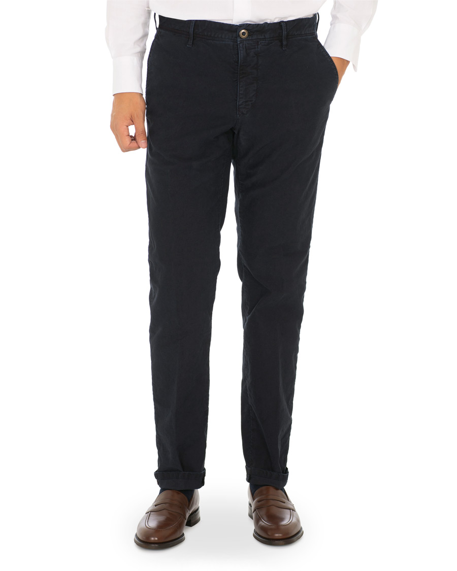 Heren | Broeken | Incotex | Regular Fit Garment Dyed Washed Slacks Navy