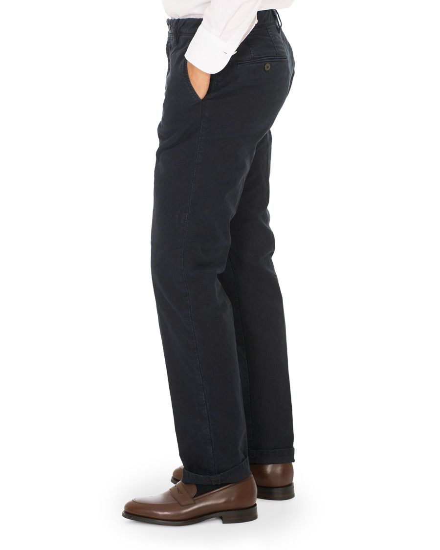 Heren | Broeken | Incotex | Regular Fit Garment Dyed Washed Slacks Navy