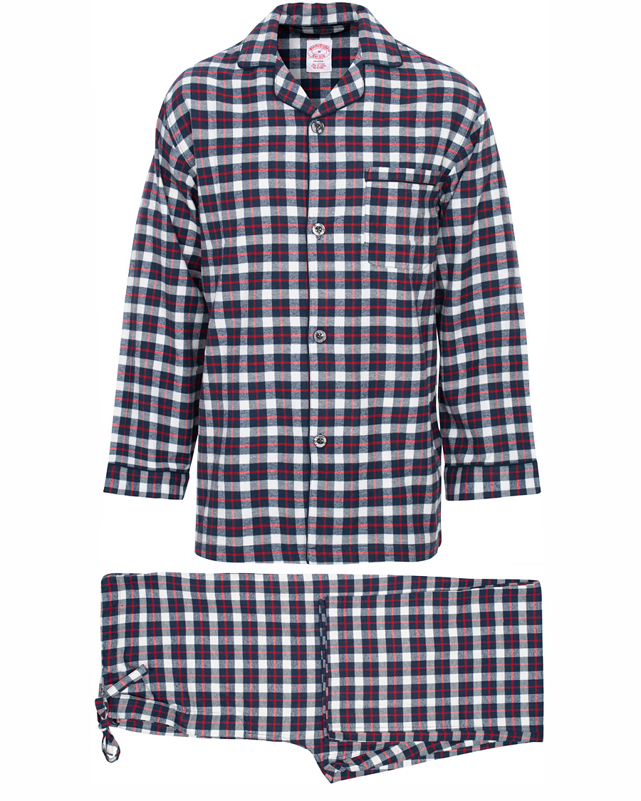 Heren | Pyjama's en gewaden | Brooks Brothers | Classic Tartan Flannel Pyjamas Navy/Red