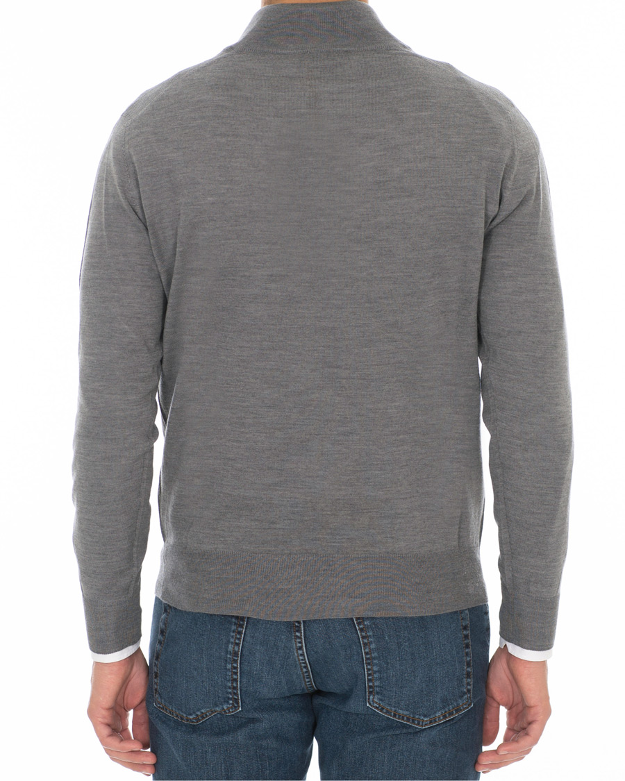 Heren | Truien | Canali | Merino Wool Half Zip Sweater Grey Melange