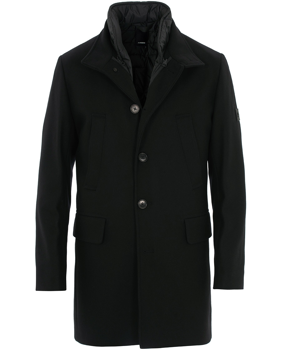 Heren | Jassen | J.Lindeberg | Kali Compact Melton Stand Up Collar Coat Black