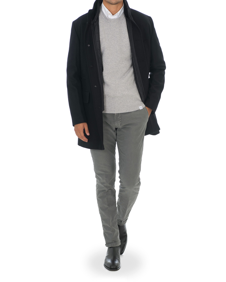 Heren | Jassen | J.Lindeberg | Kali Compact Melton Stand Up Collar Coat Black