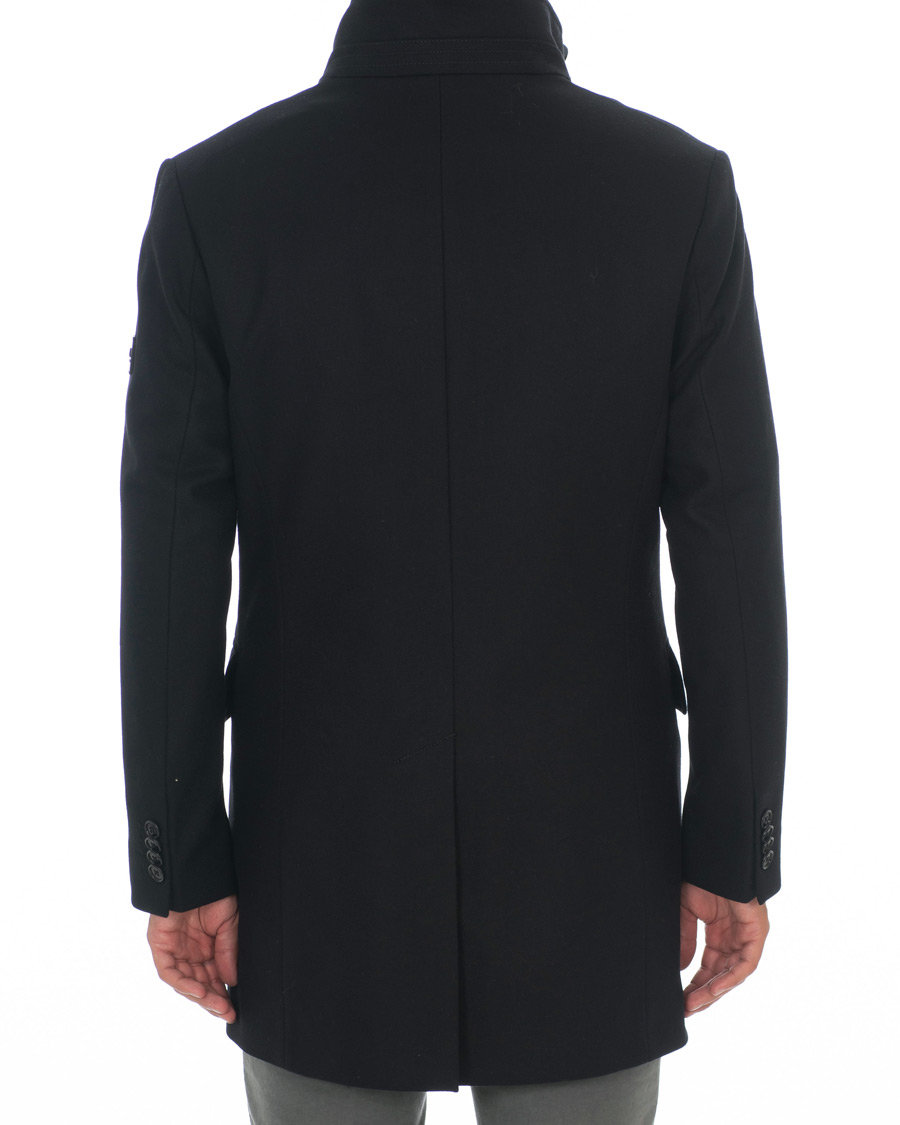 Heren | Jassen | J.Lindeberg | Kali Compact Melton Stand Up Collar Coat Black