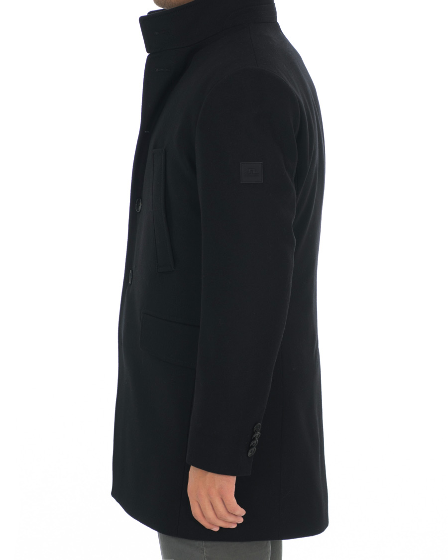 Heren | Jassen | J.Lindeberg | Kali Compact Melton Stand Up Collar Coat Black