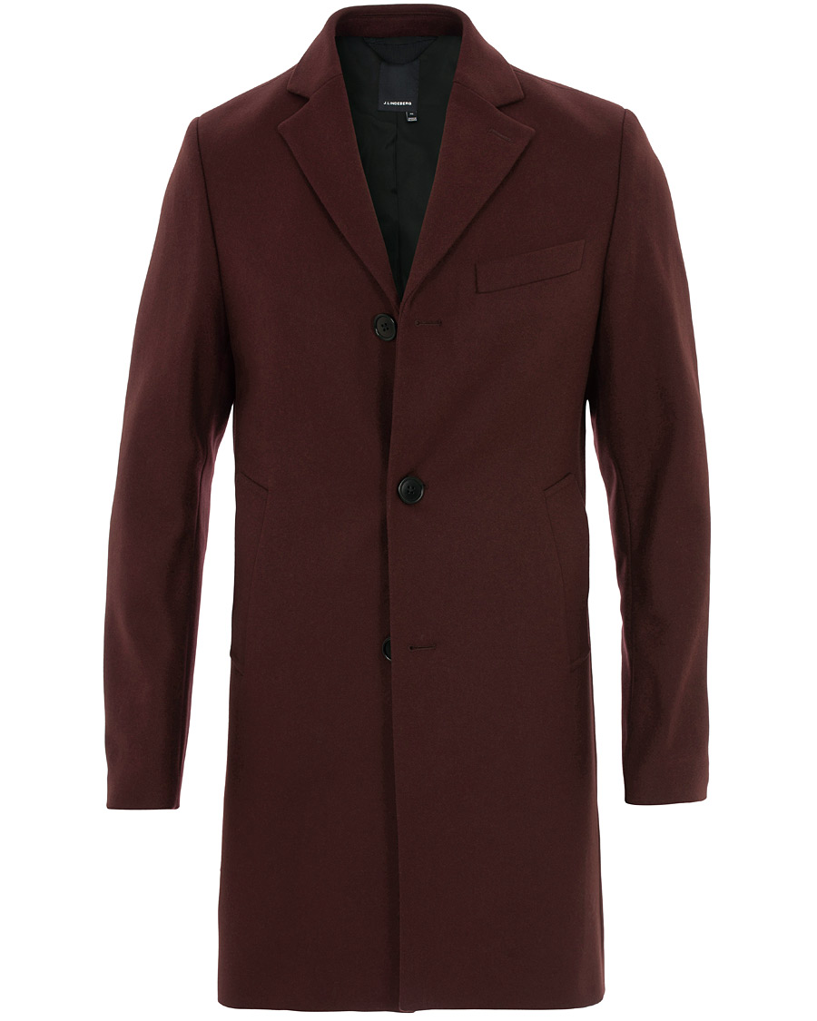 Heren | Jassen | J.Lindeberg | Wolger Compact Melton Coat Wine Red