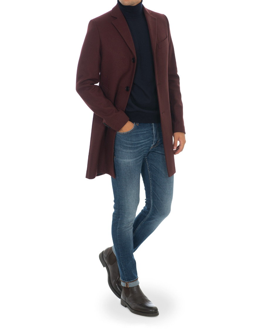 Heren | Jassen | J.Lindeberg | Wolger Compact Melton Coat Wine Red