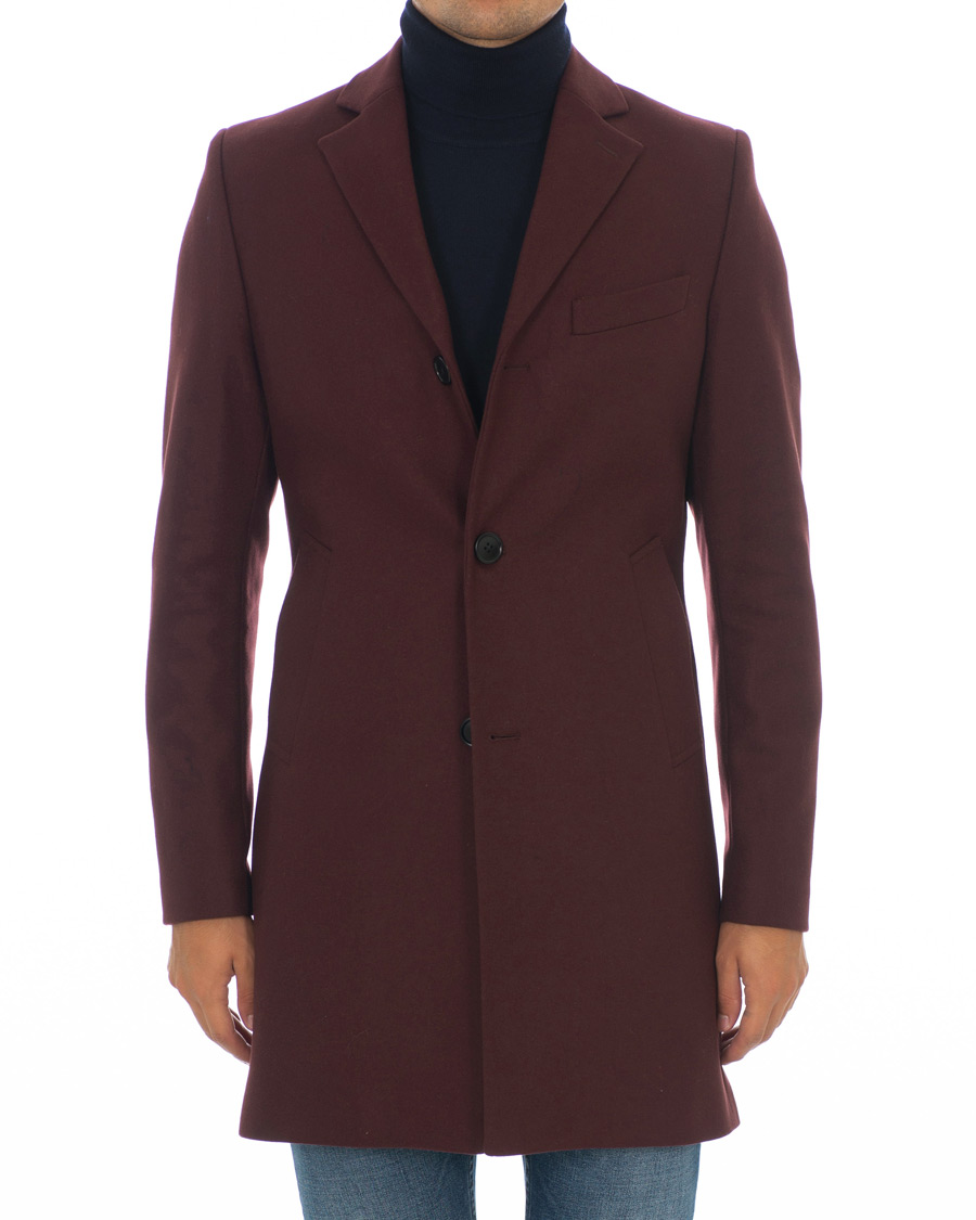 Heren | Jassen | J.Lindeberg | Wolger Compact Melton Coat Wine Red