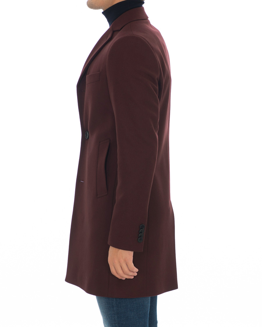 Heren | Jassen | J.Lindeberg | Wolger Compact Melton Coat Wine Red