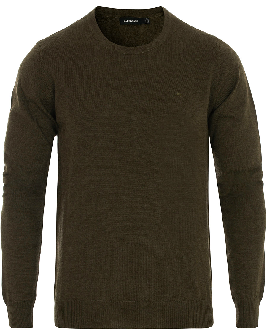 Heren | Truien | J.Lindeberg | Lyle True Merino Crew Neck Pullover Green