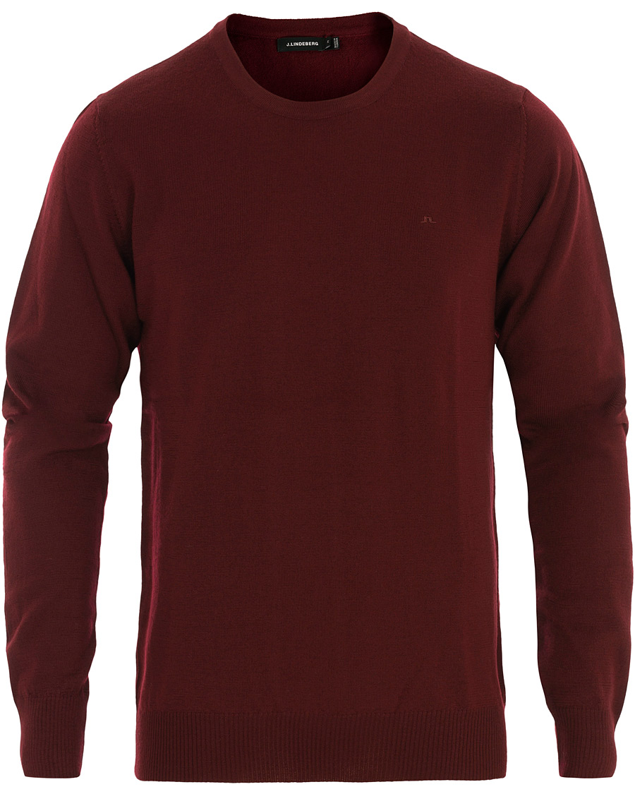 Heren | Truien | J.Lindeberg | Lyle True Merino Crew Neck Pullover Wine Red
