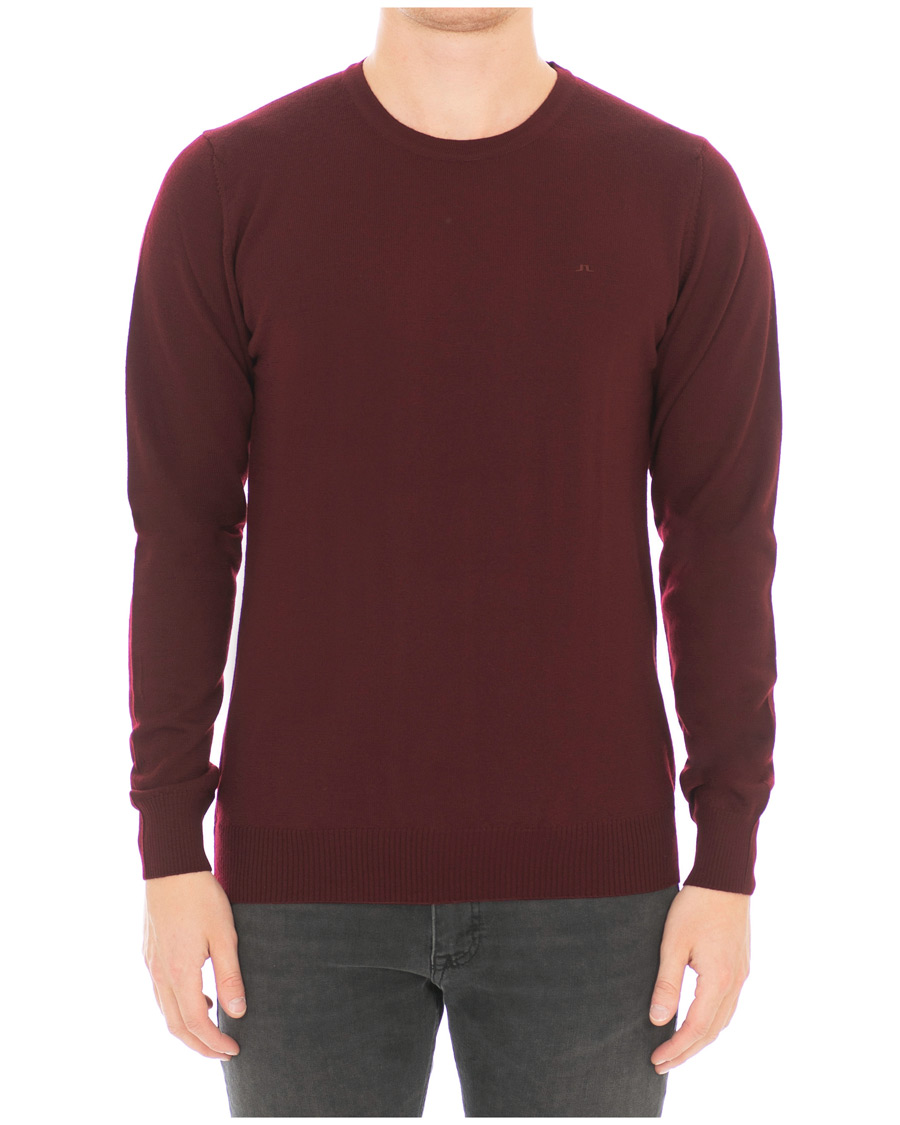 Heren | Truien | J.Lindeberg | Lyle True Merino Crew Neck Pullover Wine Red