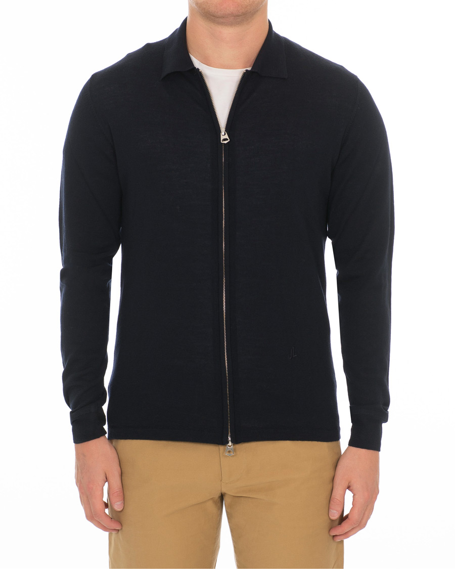 Heren | Truien | J.Lindeberg | Nyle Full Zip Merino Navy