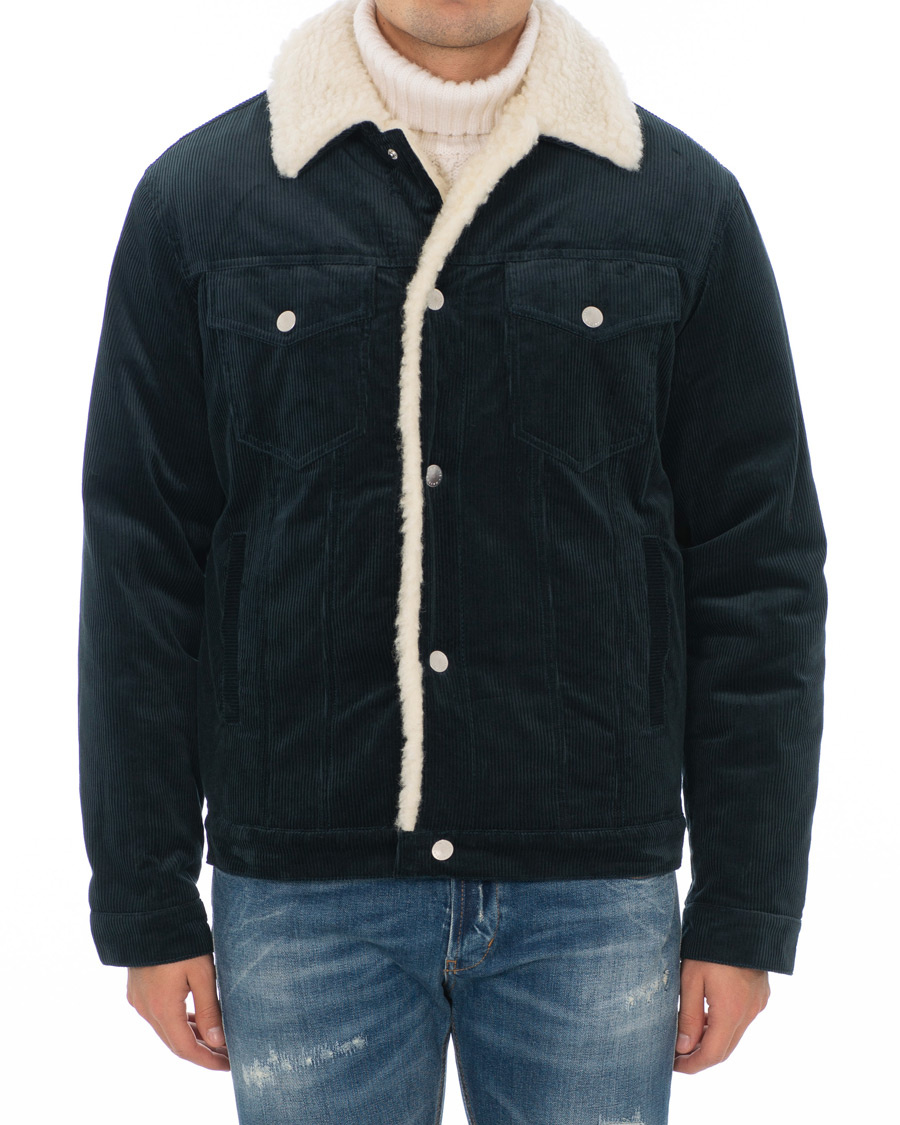 Heren | Jassen | Maison Kitsuné | Corduroy Trucker Jacket Petrol