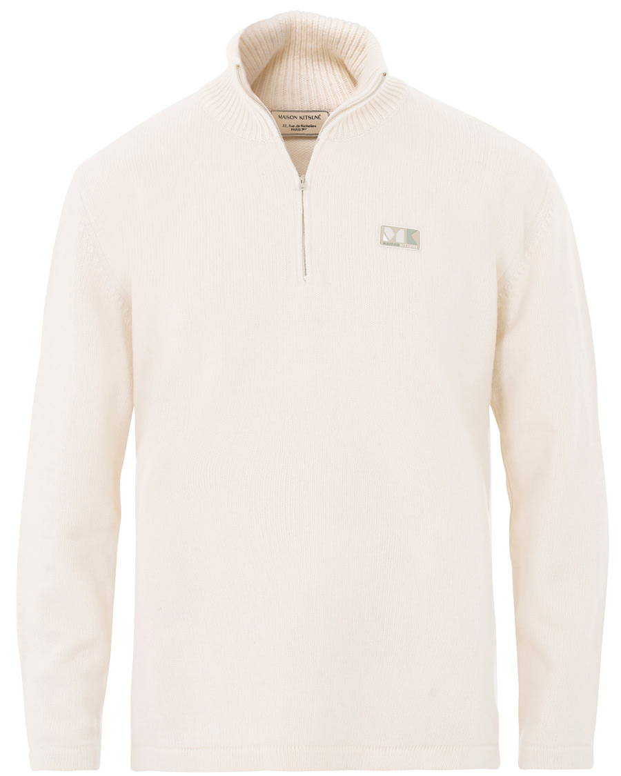 Heren | Truien | Maison Kitsuné | Wool/Cashmere Zip Collar Pullover Ecru