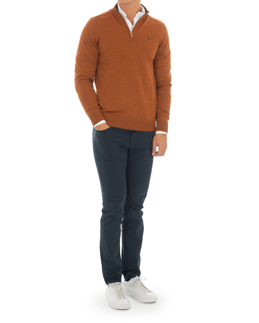 Heren | Truien | Morris | John Merino Half Zip Camel
