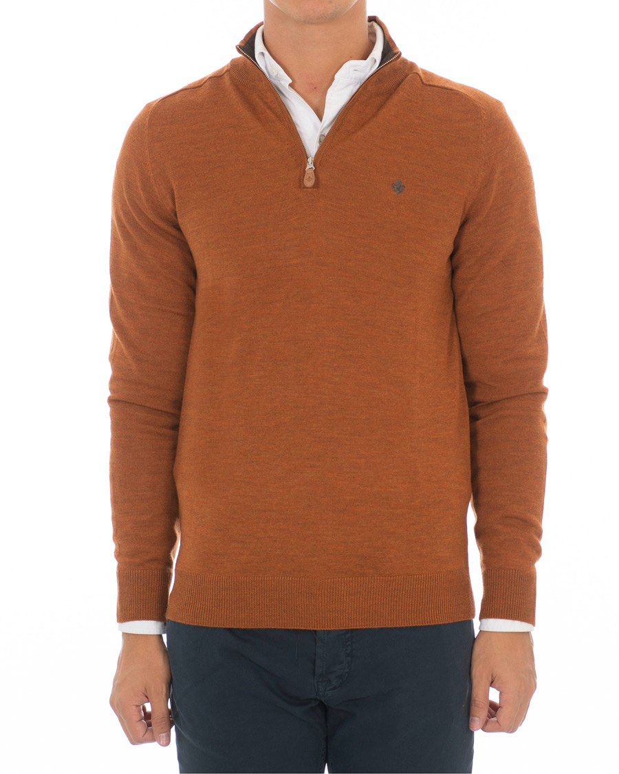 Heren | Truien | Morris | John Merino Half Zip Camel