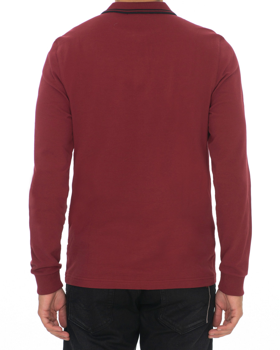 Heren | Truien | Fred Perry | Slim Fit Long Sleeve Polo Twin Tip Wine Red