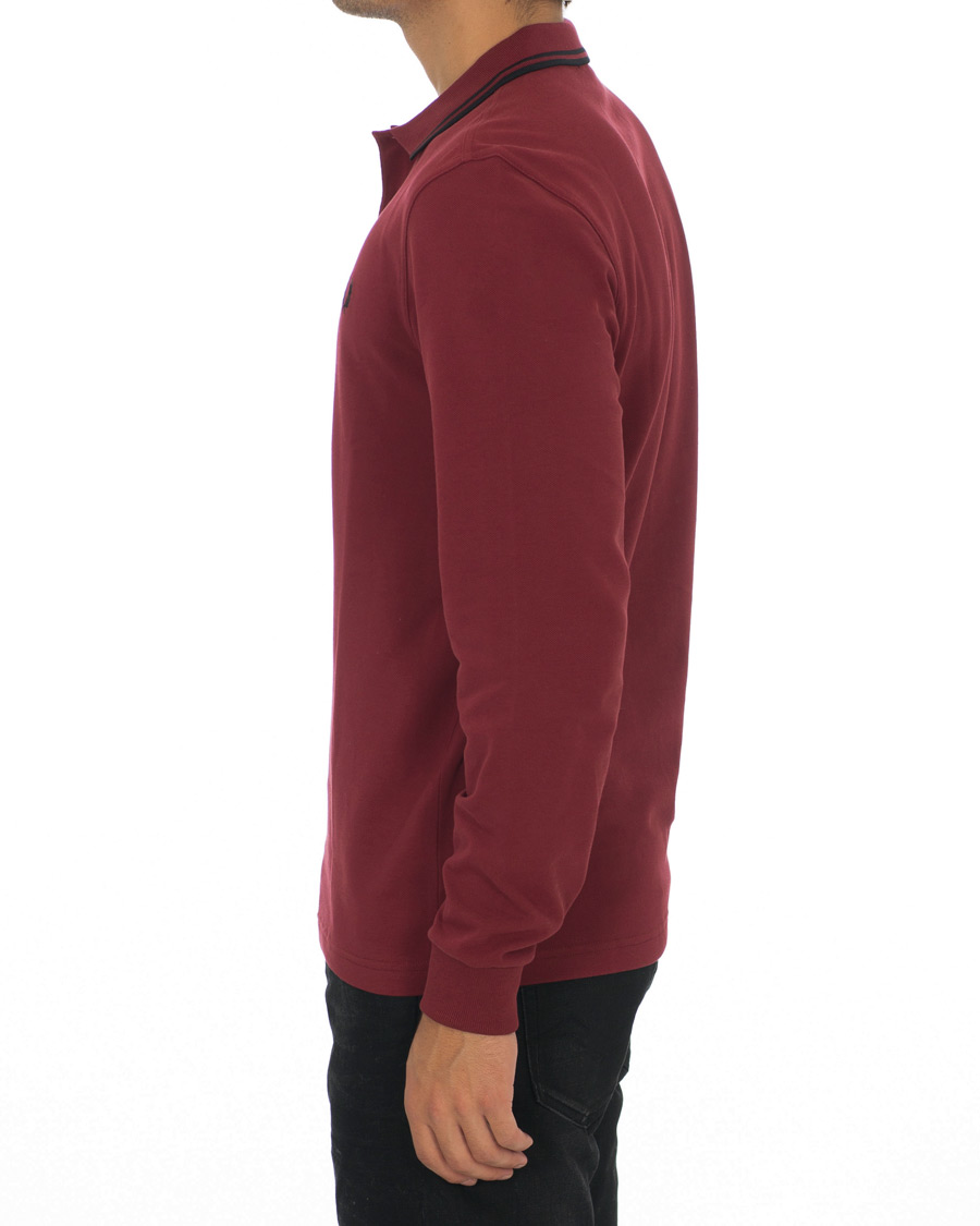 Heren | Truien | Fred Perry | Slim Fit Long Sleeve Polo Twin Tip Wine Red