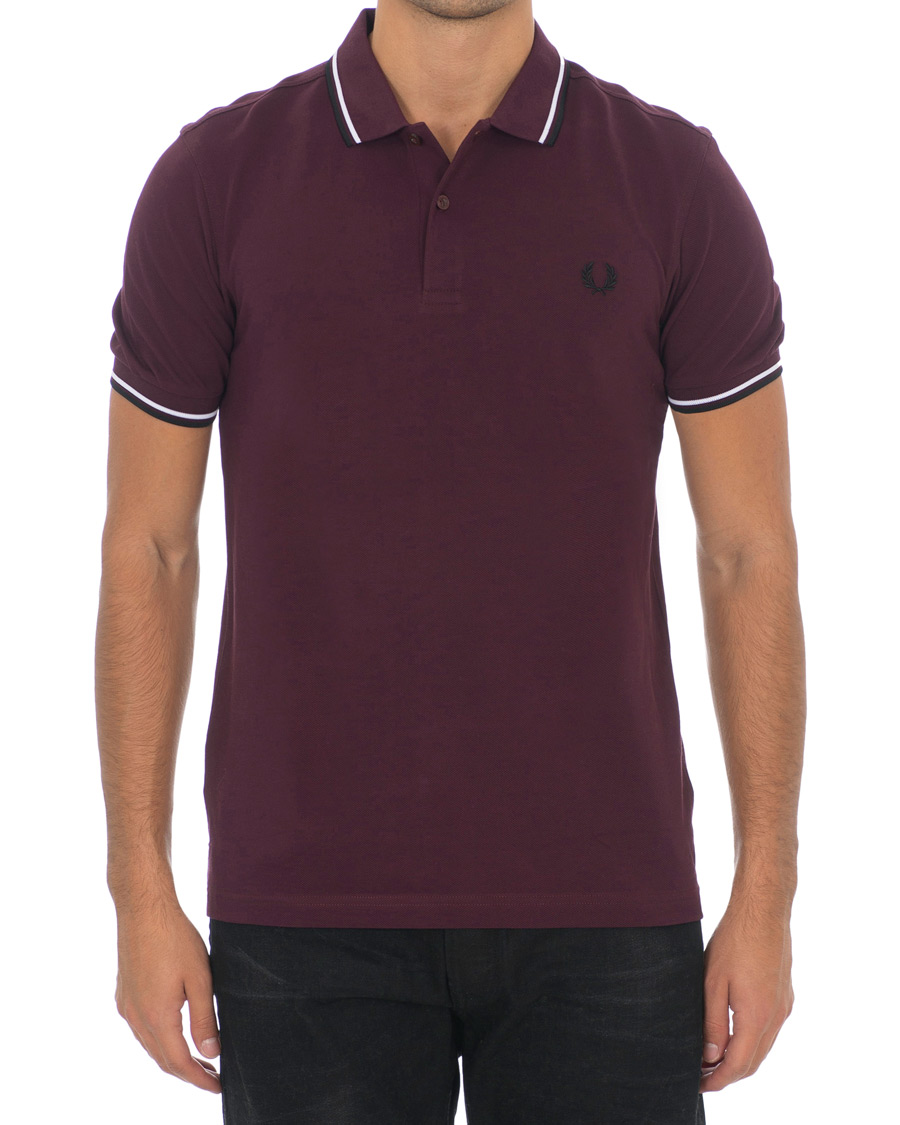 Heren | Polo's | Fred Perry | Slim Fit Polo Twin Tip Wine Red/White