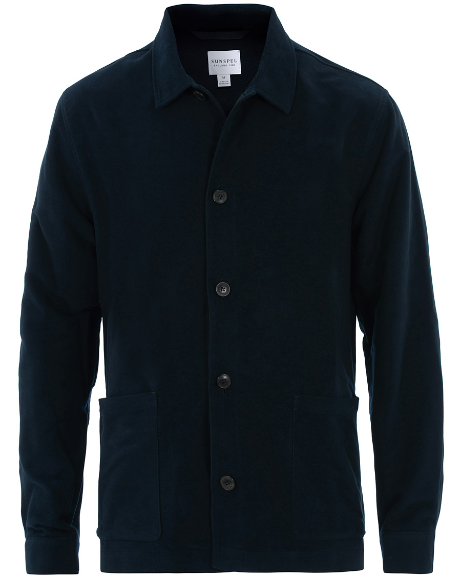Heren | Overhemden | Sunspel | Twin Pocket Moleskin Jacket Navy