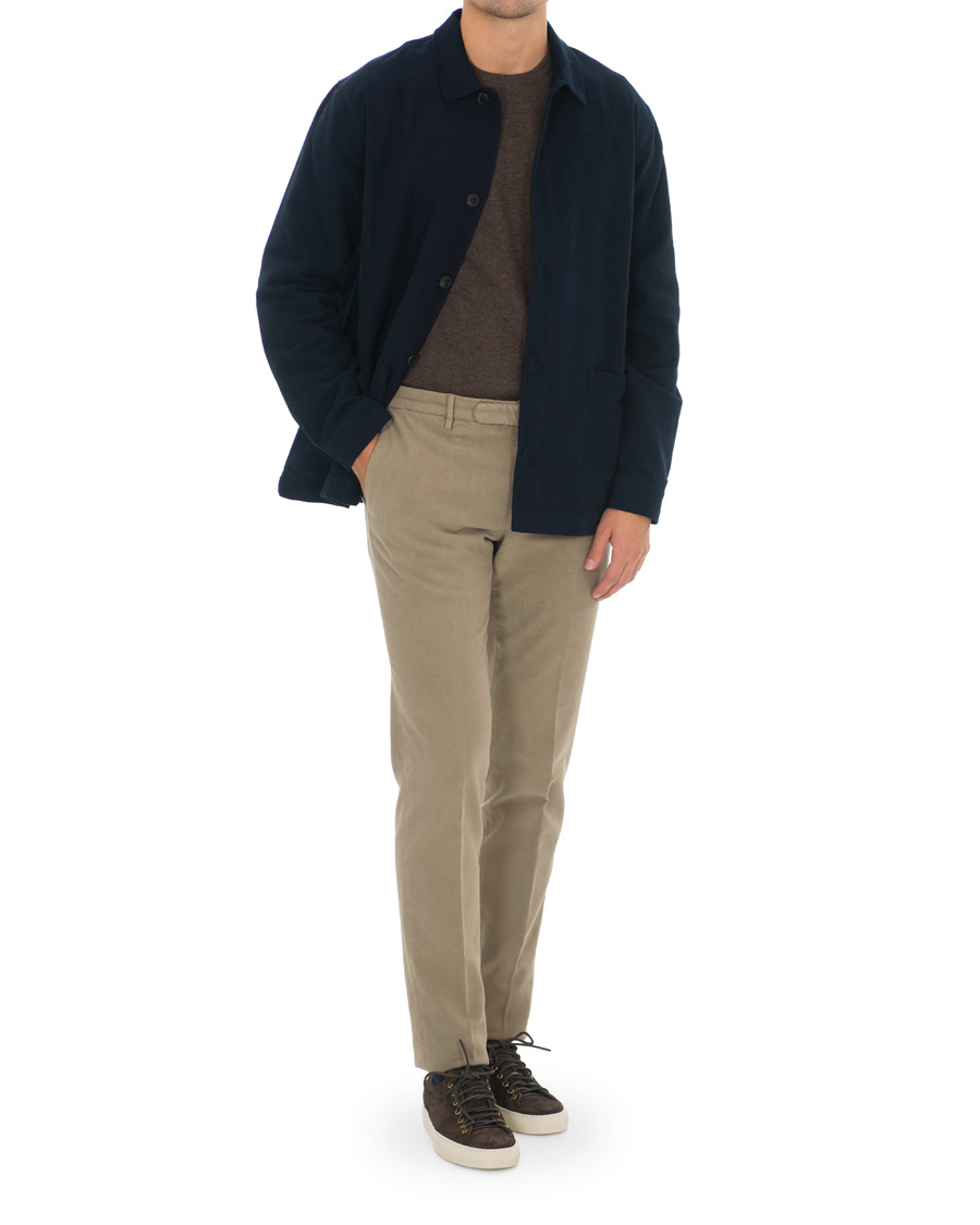 Heren | Overhemden | Sunspel | Twin Pocket Moleskin Jacket Navy