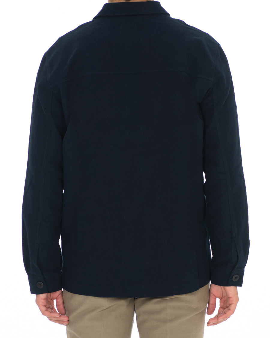 Heren | Overhemden | Sunspel | Twin Pocket Moleskin Jacket Navy