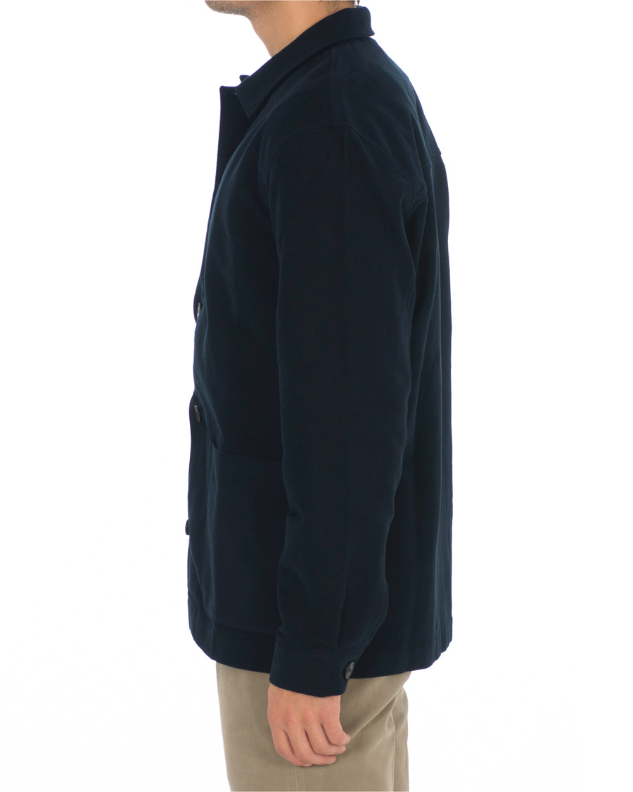 Heren | Overhemden | Sunspel | Twin Pocket Moleskin Jacket Navy
