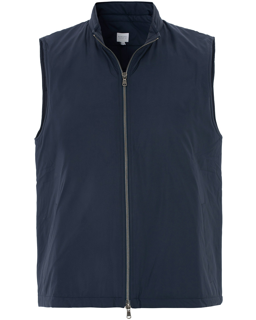 Heren | Jassen | Sunspel | Padded Full Zip Gilet Navy
