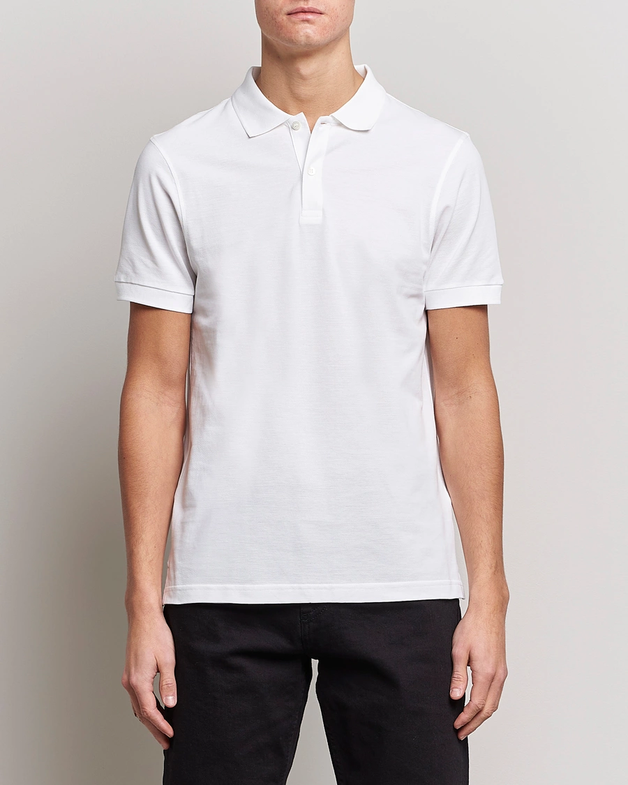 Heren | Poloshirts met korte mouwen | Sunspel | Short Sleeve Pique Polo White